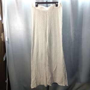 Cream Net Wide Leg Pants